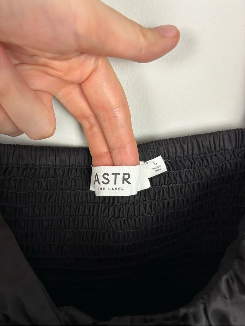ASTR The Label Smocked Peplum Shirt in Black Size S
